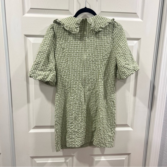 Another Girl Green Plaid Collared Mini Sheath Dress Short Sleeve Size 8 Large - Picture 9 of 10